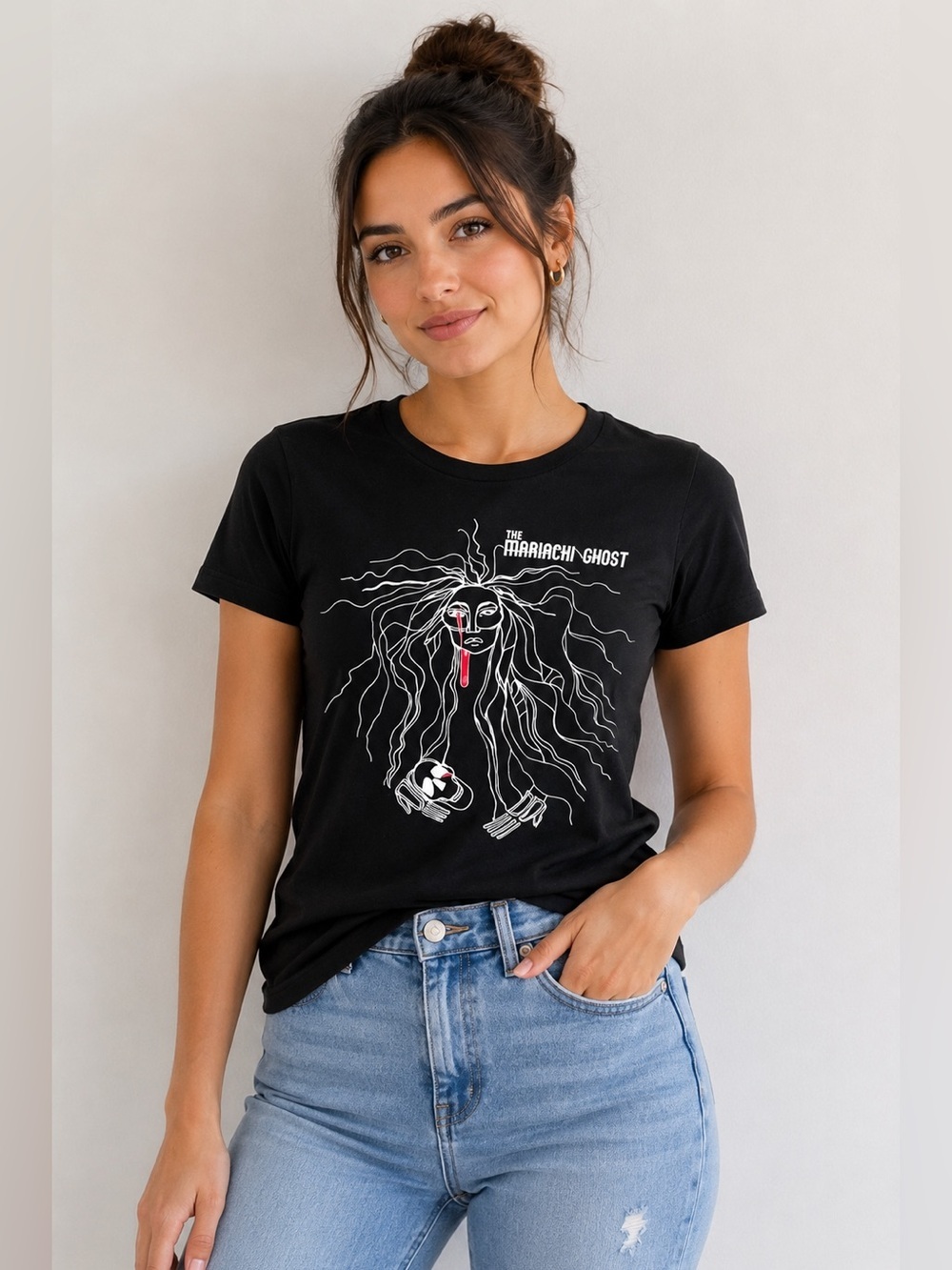 The Mariachi Ghost Black Graphic T-Shirt Women’s Small Band Tee - Picture 1 of 7